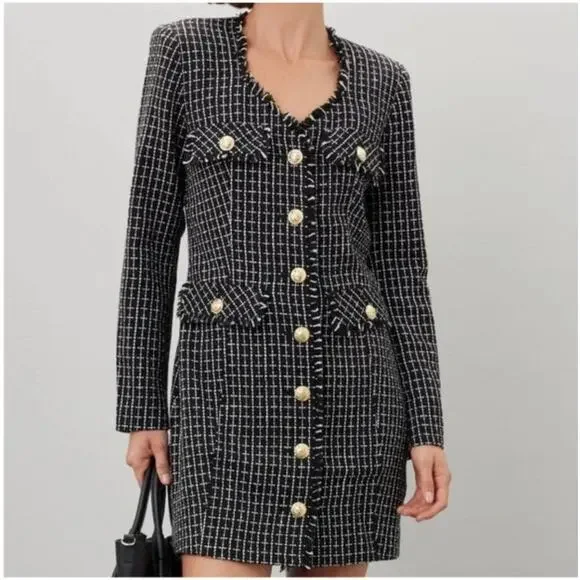 Derek Lam Collective Constance Black Tweed Jacket Dress - Picture 11 of 11
